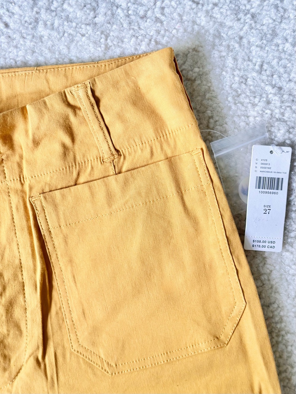 Anthropologie Maeve Colette yellow Wide-Leg Pants w/ White embroidery- size 27 - Picture 5 of 8